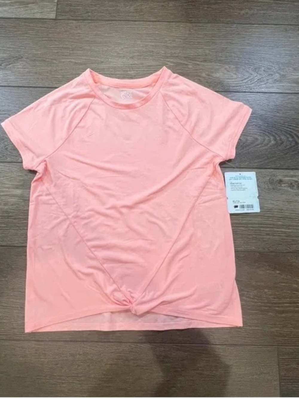 Women's Light Pink Short Sleeve Knot-Front Tee